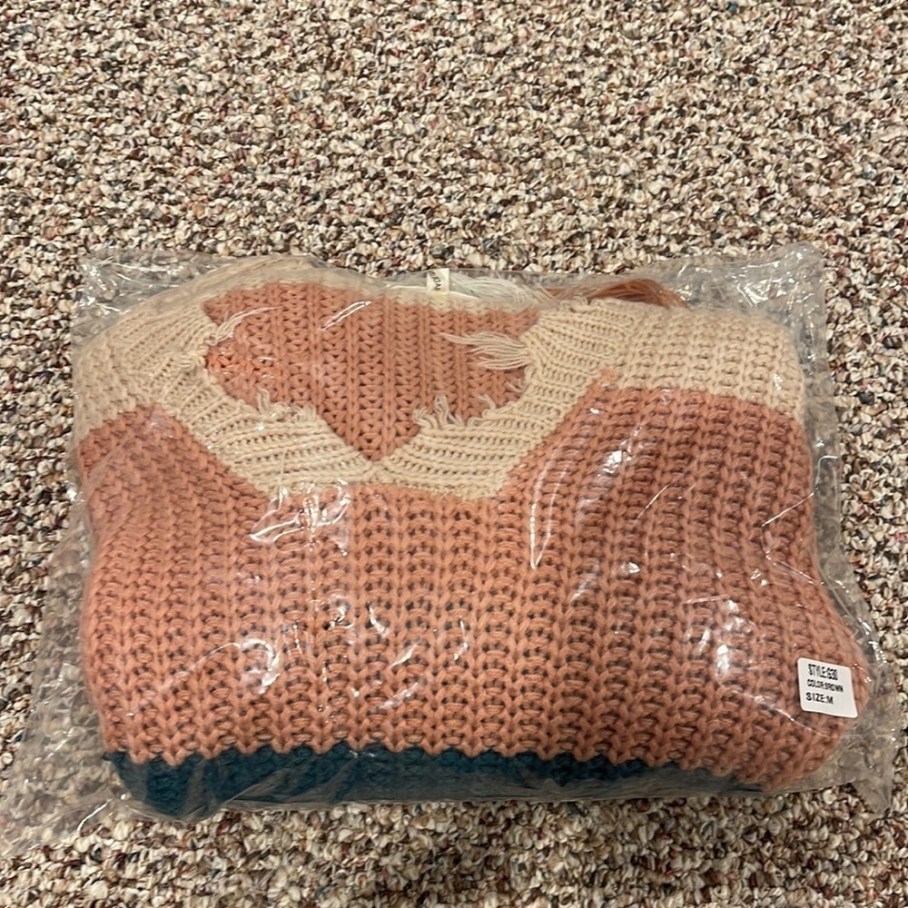 Women Distressed Multi Color Block Sweater - Picture 10 of 10